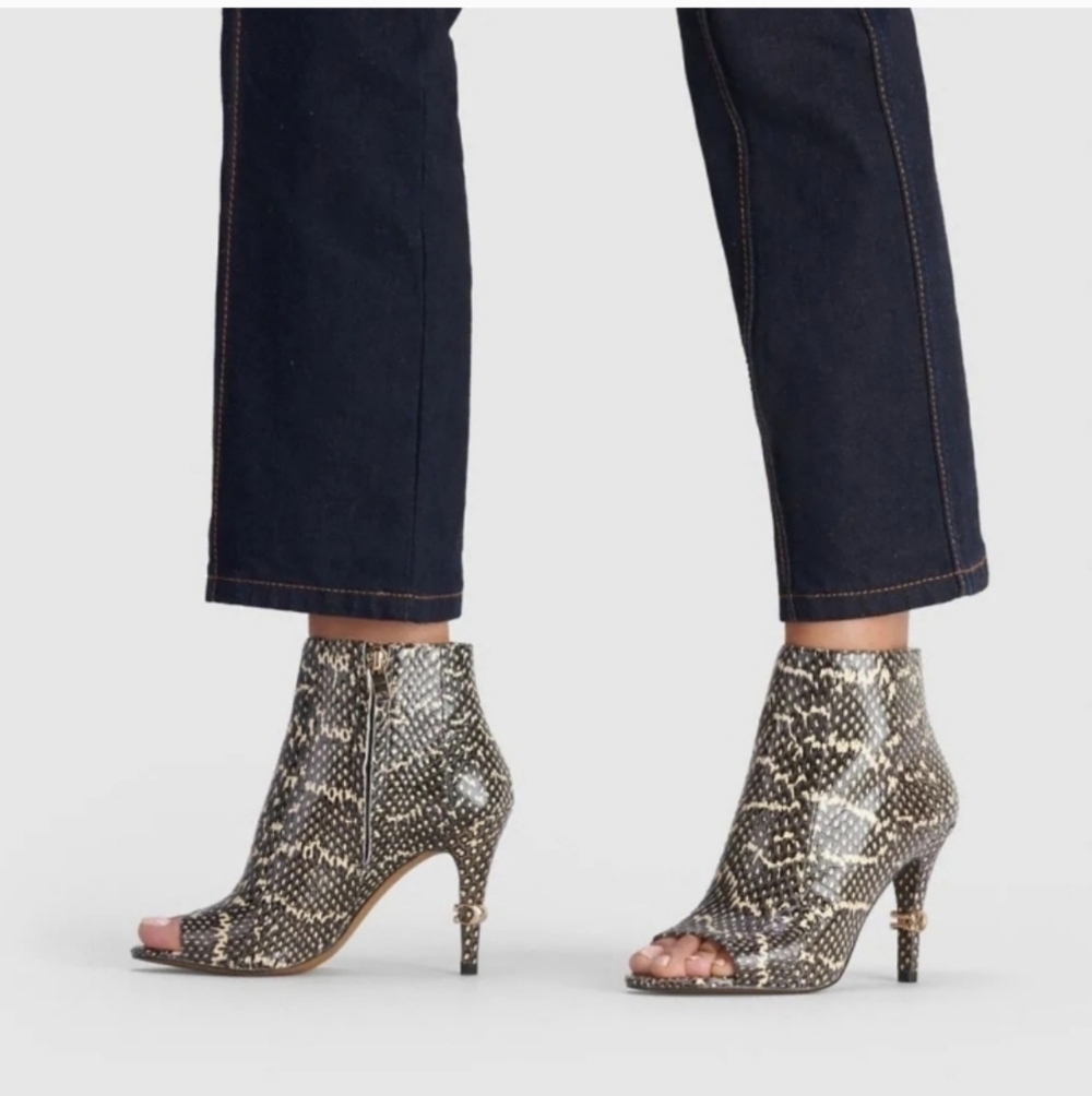 Coach Snakeskin Remi Open Toe Mob Wife Quiet Luxury Buttery Soft Leather Boot
